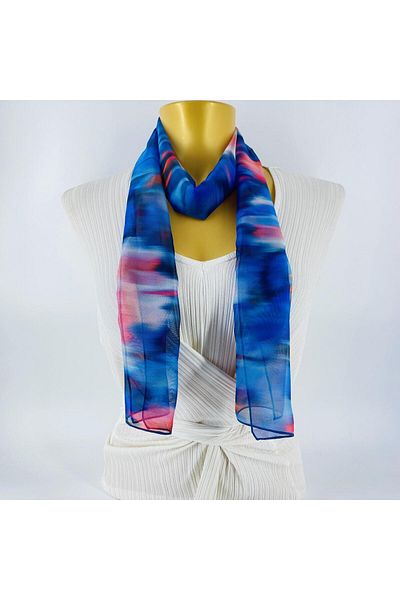 Tedz Collection PAREDORA Cloud Patterned Blue Pink Long Scarf
