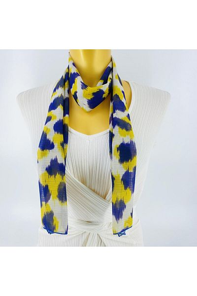 Tedz Collection PAREDORA Yellow Navy Blue Spotted Long Scarf