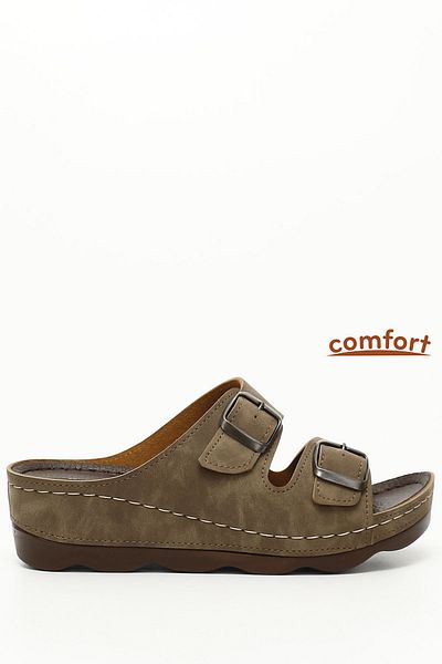 GÖNDERİ(R) Women / Girls Mink Buckle Wedge Sole Comfort Slippers