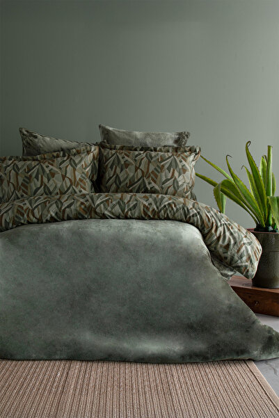 Apricitas HOME Darcy Olive My Touch %100 Pamuk Çift Kişilik Battaniyeli Nevre...