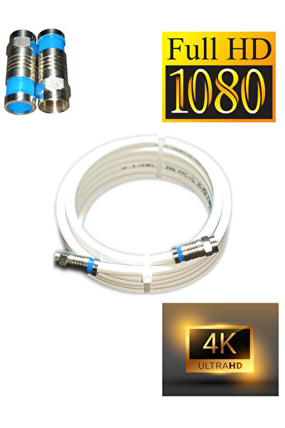 Amstrad RG6-U6 4K/FULL HD/3D SAF ÇELİK F KONNEKTÖRLÜ ANTEN UYDU KABLOSU 1 METRE