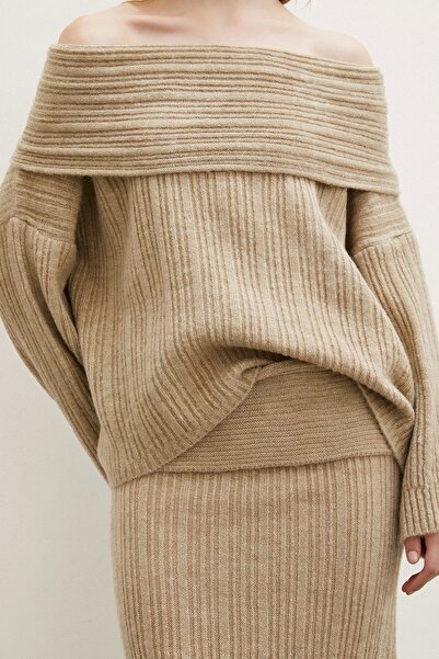 Never more Madonna Collar Skirt Set - Brown