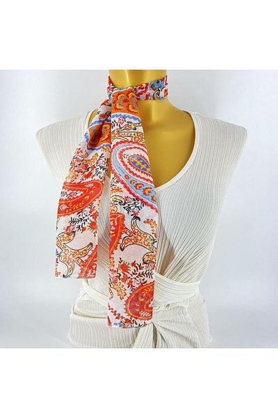 Tedz Collection PAREDORA Shawl Patterned Cream Red Short Scarf