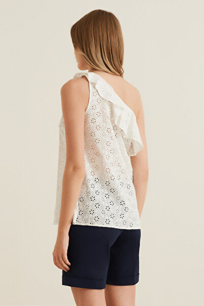 Naramaxx Tek Omuz Dekolteli Fırfırlı Brode Bluz Modeli