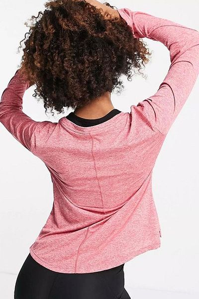 Nike Μπλουζάκι One Dri Fit Pacer Crew Body μακρυμάνικο μπλουζάκι προπόνησης σώματος ροζ