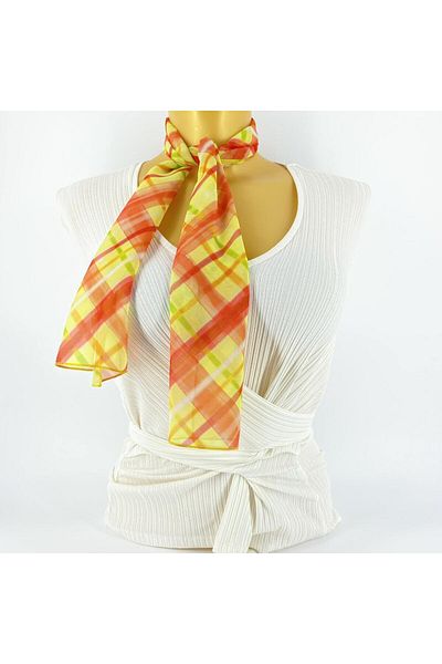 Tedz Collection PAREDORA Intersecting Lines Yellow Red Short Scarf