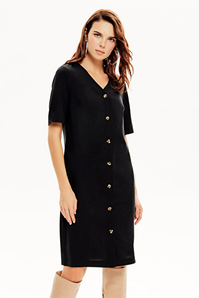 Naramaxx V Yaka Düğmeli Elbise