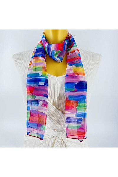 Tedz Collection PAREDORA Multicolored Brush Patterned Long Scarf