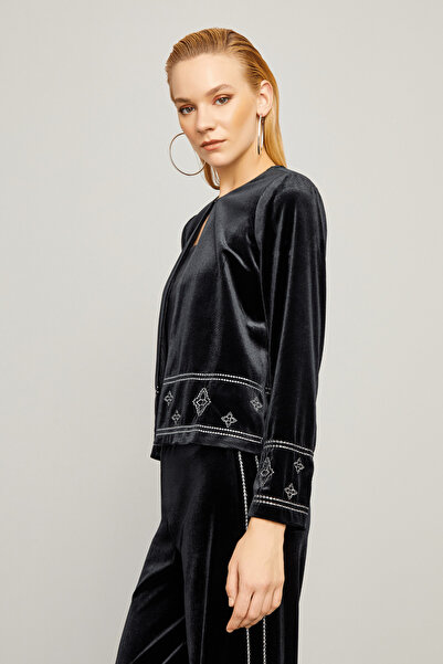 Naramaxx Nakış İşlemeli Kadife Ceket
