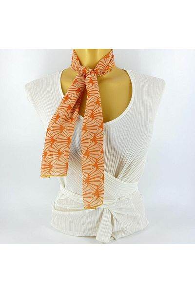 Tedz Collection PAREDORA Fan Patterned Orange Cream Short Scarf