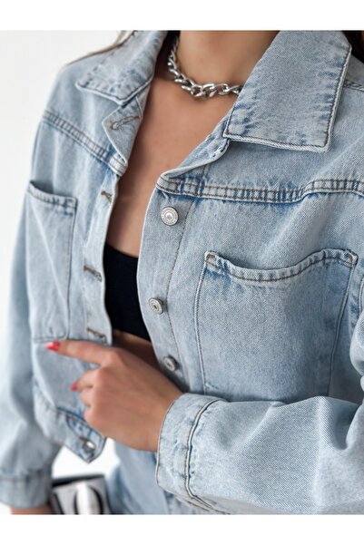 Asia JACHETĂ DE DENIM SCURTĂ ASIAN OVERSIZE