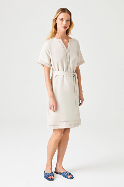 Naramaxx Keten Karışımlı Yarım Kollu Elbise