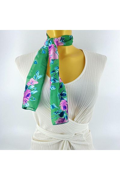 Tedz Collection PAREDORA Burnt Silk Floral Green Short Scarf