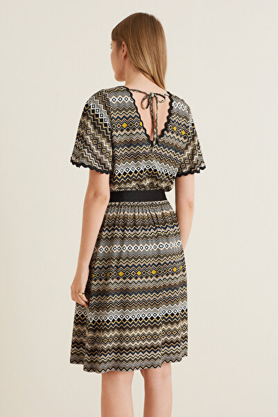 Naramaxx Kruvaze Yaka Melek Kollu Kloş Örme Elbise