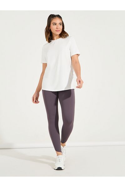 Styli Solid Mesh & Seam Detail Short Sleeves Top