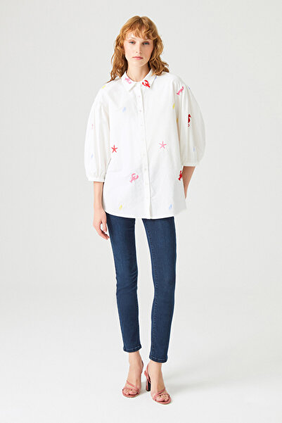 Naramaxx Nakışlı Poplin Gömlek