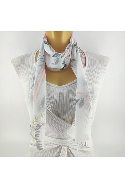 Tedz Collection PAREDORA Soft Floral Ecru Long Scarf