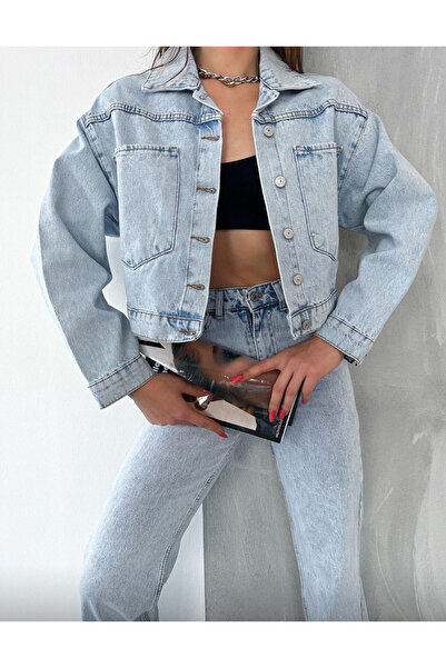 Asia JACHETĂ DE DENIM SCURTĂ ASIAN OVERSIZE