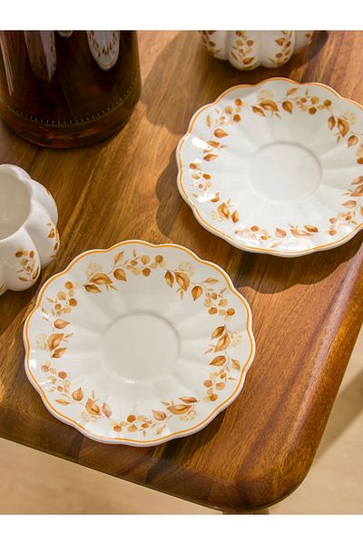 LC Waikiki Lcw Home Ecru Printed 2-Person Porcelain Coffee Cup Set 90 ml