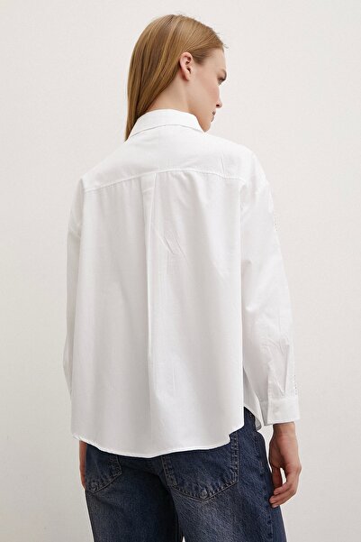 Never more White Lace Detailed Shirt