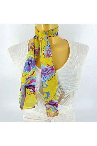 Tedz Collection PAREDORA Floral Lemon Pink Short Scarf