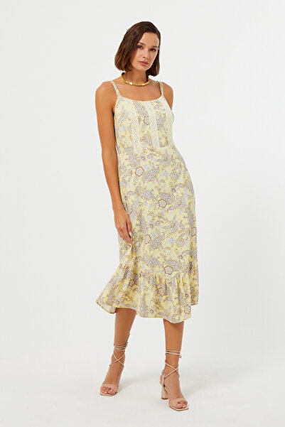 Naramaxx Askılı Etekucu Fırfırlı Midi Boy Elbise