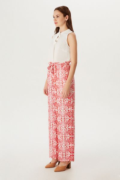 Naramaxx Belted Wide Leg Patterned Trousers
