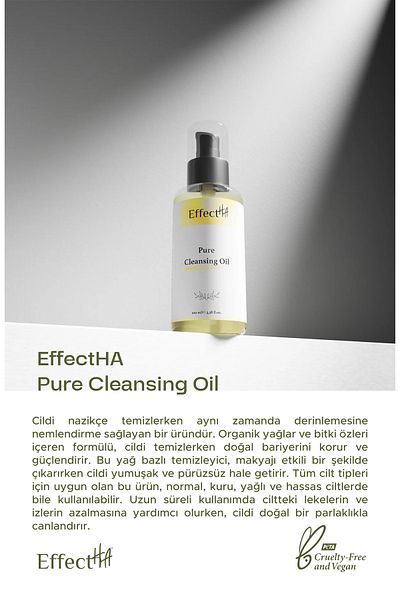 EffectHA 100ml Organic Make-up Remover Oil - Pure Cleansing Oil, for All Skin