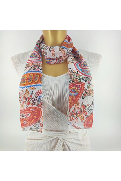 Tedz Collection وشاح طويل منقوش باللون الأحمر الكريمي من PAREDORA