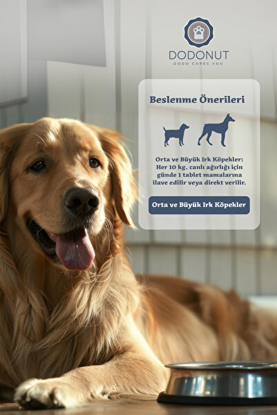 DODONUT Liver&Kidney Büyük Köpekler Bağışıklık Sistemi, Karaciğer ve Böbrek Destekleyici Vitamin, 90 Tablet