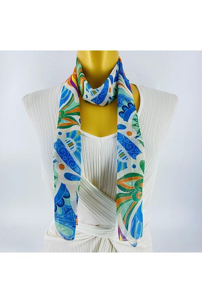 Tedz Collection PAREDORA Ethnic Blue Green Long Scarf
