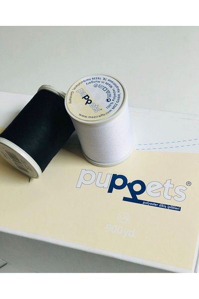 Puppets Black and White 820 Meter Two Pieces of Sewing Lines (Suitable for Hand and Machine Sewing)