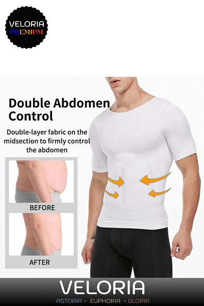 Veloria Premium Series - Upright Posture Gynecomastia, Recovery Belly, Short Sleeve Corset Athlete