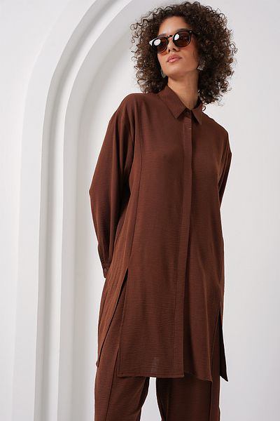 Bigdart 6679 Brown Long Tunic and Trousers Set