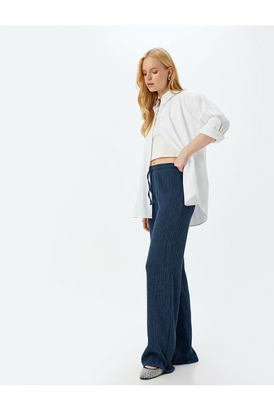 Koton Navy Blue Women's Trousers 5Wak40107Ek