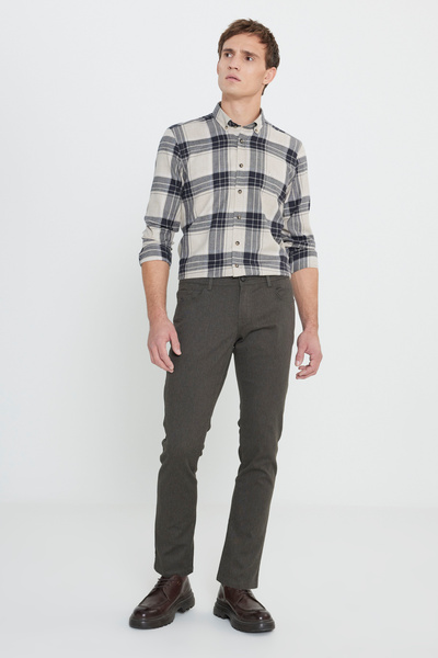 ALTINYILDIZ CLASSICS Men's Khaki Slim Fit Slim Fit Cotton Flexible Trousers