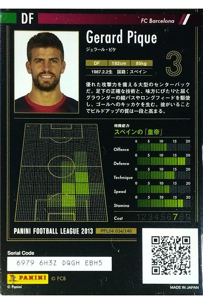 Panini Gerard Pi̇que 2013 Bandai̇ Panini̇ Card