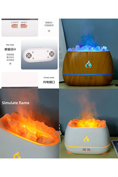 VOOKA Hava Nemlendirici Tuz Lambalı Tuz Hediyeli Humidifier 260 Ml Salt Lamp Ultrasonik Gece Lambası