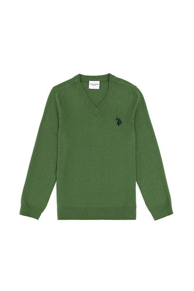 U.S. Polo Assn. Зелен пуловер с V-образно деколте за момче 50294200-vr054