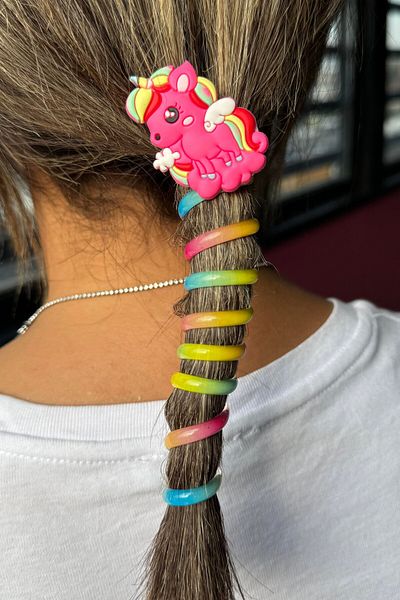 TAKIŞTIR Fuchsia Color Unicorn Figured Spring Spiral Buckle