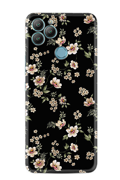 General Mobile GM22 Kılıf HD Resim Baskılı Siyah Fon Çiçek StKd -045