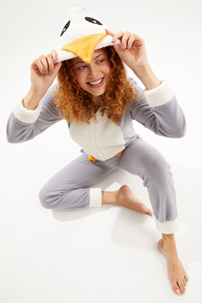 Ecrou Γυναικεία φόρμα με φερμουάρ στο πίσω μέρος σε γκρι χρώμα Penguin