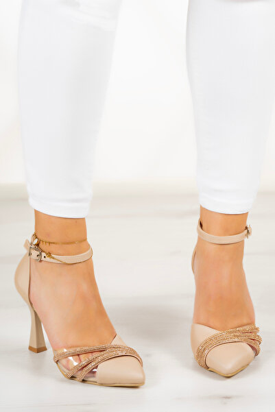 Erkan Saçmacı Çağla Skin Satin Stoned Transparent Designed Shoes