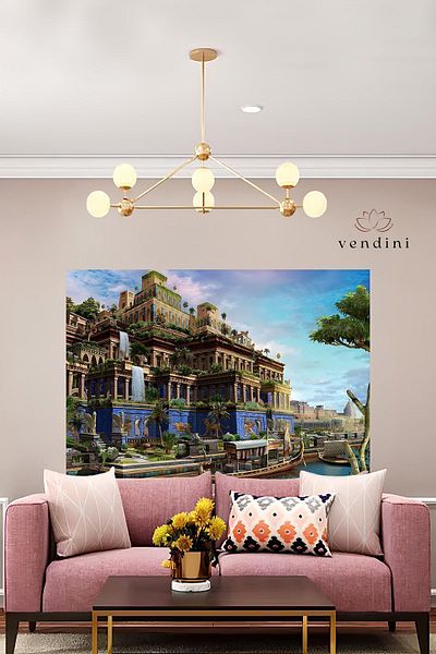Vendini 7 Wonders of the World, Babylon Hanging Gardens Wall Cloth Wall Tapestry Wall Tapestry