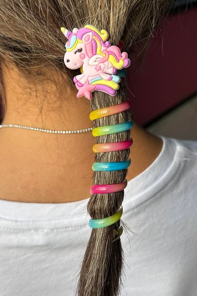 TAKIŞTIR Pink Color Unicorn Figured Spring Spiral Buckle