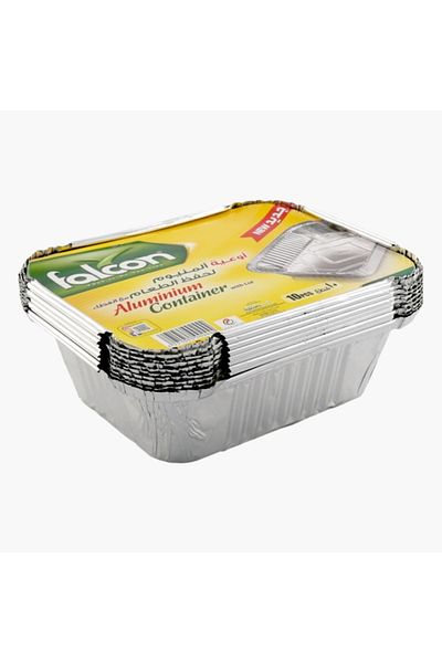Falcon 10-Piece Aluminium Container with Lid Set - 14.7x12.2x5 cm