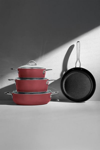 Nehir Galaxy Titanium Pomegranate Flower 7 Piece Pot Set