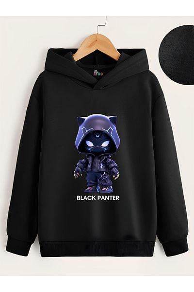 GLOWES Hanorac cu glugă cu imprimeu Marvel Black Panther pentru fete și băieți