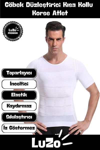 LuZo Premium Series - Upright Posture Gynecomastia, Recovery Belly, Short Sleeve Corset Athlete