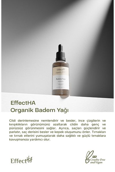 EffectHA Organic Almond Oil 100% Pure Natural and Additive-Free Essential Oil 50ml
